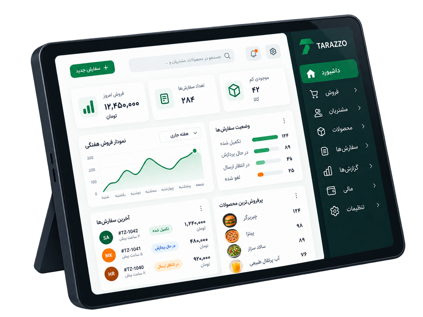 نمای محیط مدیریتی ترازو روی نمایشگر